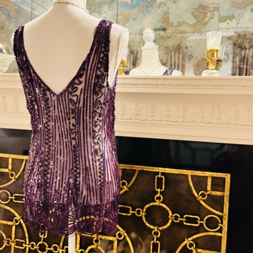 Alberta Ferretti violet tulle embellished top 8